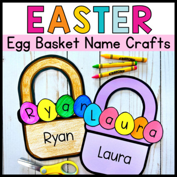 Preview of Editable Easter Basket Name Craft Easter Paper Craft