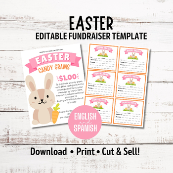 Preview of Editable Easter Candy Gram Flyer, Easter Bunny Candy Gram Fundraiser