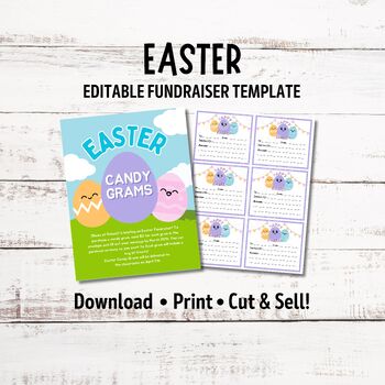 Preview of Editable Easter Candy Gram Flyer,  Easter Egg Candy Gram Fundraiser