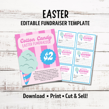 Preview of Editable Summer & Spring Candy Gram Flyer | Cotton Candy Easter Fundraiser