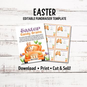 Preview of Editable Easter Candy Gram Fundraiser Flyer | Easter Bunny Candy Gram