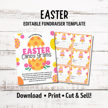 Preview of Editable Easter Candy Gram Fundraiser Flyer | Printable Spring Easter Fundraiser