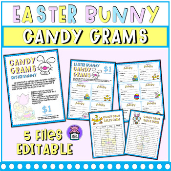 Preview of Editable Easter Day Candy Grams Fundraiser | Spring School Candy Gram Template
