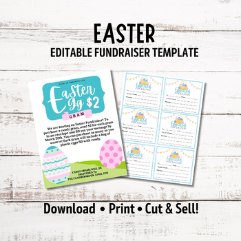 Preview of Editable Easter Egg Fundraiser Flyer, Easter Candy Gram Fundraiser Template