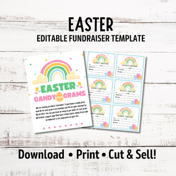 Preview of Editable Easter Fundraiser Flyer Template | Easter Egg Candy Gram School