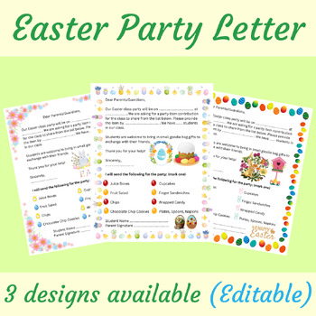 Preview of Editable Easter Party Letter to Parents (3 Designs) - PowerPoint File