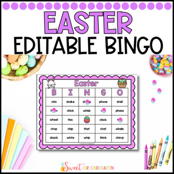 Preview of Editable Easter Bingo Game Template | Phonics Activity Review Game