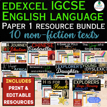 Preview of Editable Edexcel IGCSE English Language Paper 1 Resource Bundle