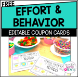 Editable Effort and Behavior Coupon Cards