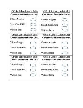 Preview of Editable Election Lunch Ballot