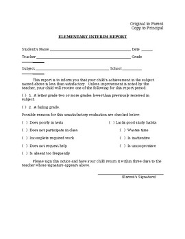 Preview of Elementary interim report&Parent Conference Request in English&Spanish(Editable)