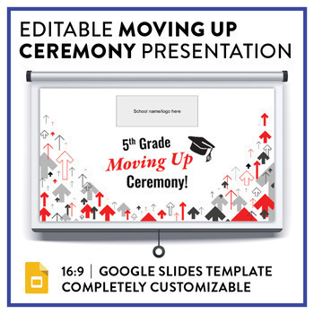 Preview of Editable Elementary & Middle School Moving Up Ceremony Slideshow Template