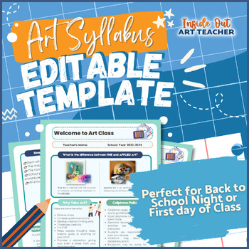 Preview of Editable Elementary Middle or High School Art Syllabus Template
