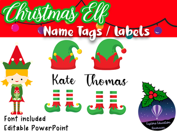 Preview of Editable Elf Name Tags - Font Included