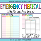 Editable Emergency Medical Student Forms - Build a Teacher Binder