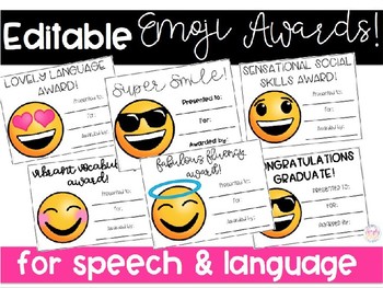 Preview of Editable Emoji Awards for Speech & Language