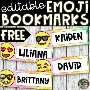 editable emoji bookmarks free by fun in 5th grade tpt