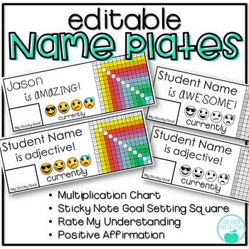 Editable Emoji Desk Name Plates Color And B W Tpt