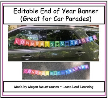 Preview of Editable Rainbow Banner (Great for Car Parades)