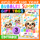Editable End of Year Bubble Gift Tag Sloth | Hope Your Sum