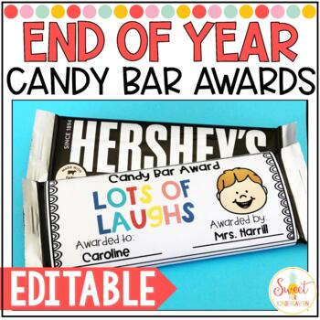 Preview of Editable End of Year Candy Bar Awards | Student Awards Certificates