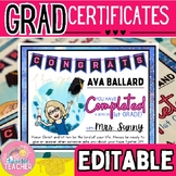 Editable End of Year Certificate for Graduation Award Cere