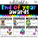 Editable End of Year Classroom Award Certificates