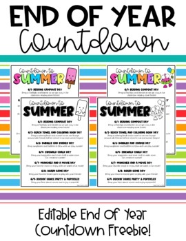 Preview of Editable End of Year Countdown-Google Slides Version