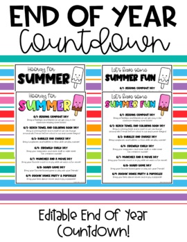 Preview of Editable End of Year Countdown-PowerPoint Version