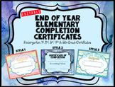 Editable End of Year Certificates (Grades K-5)