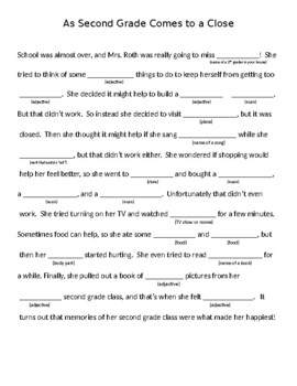 Preview of Editable End of Year Mad Lib