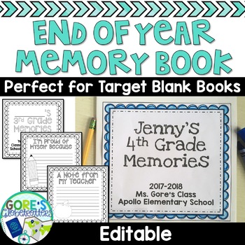 Preview of Editable End of Year Memory Book for Target Blank Books