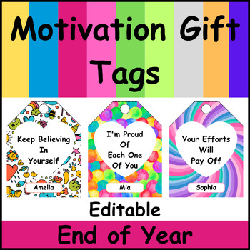 Preview of Editable End of Year Motivation Gift Tags | Tags Name Motivation