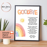 Editable End of Year Poem | Goodbye Print for Students | E