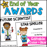 Editable End of Year Student Award Certificates - Color an