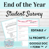 EDITABLE End of Year Survey for Spanish Class | Digital an
