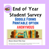 Editable End of Year Student Survey (Google Forms)