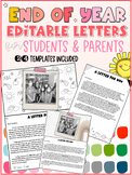 Editable End of Year Student and Parent Letter From Teacher
