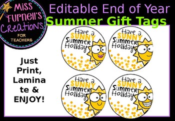 Editable End Of Year Summer Gift s By Miss Furnell S Creations