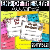 End of the Year Awards Editable Certificates