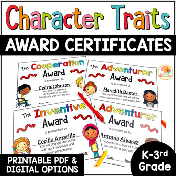 Preview of Editable End of the Year Awards: Character Traits Student Awards Certificates