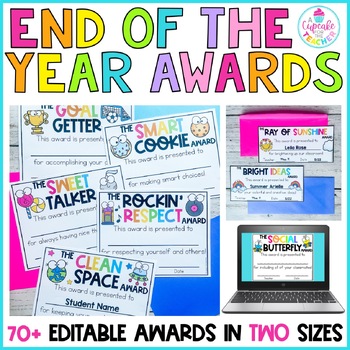 Preview of Editable End of the Year Awards | Printable or DIGITAL | Graduation Certificates