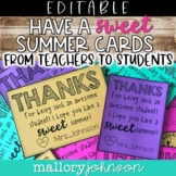 Editable End of the Year Cards from teachers to students