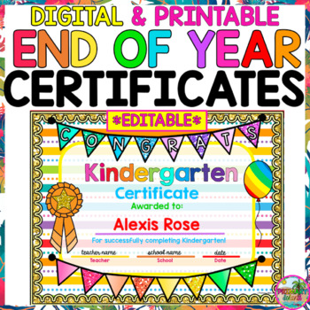 Preview of Editable Digital & Printable End of the Year Certificates and Awards