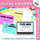 Editable End of the Year Class Awards | Autopopulate Class