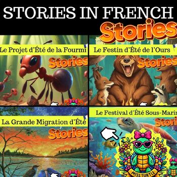 Preview of Editable End of year Summer Stories in french Reading Comprehension language Fr