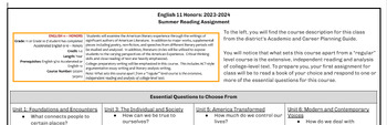 Preview of Editable: English 11 Honors Summer Reading Assignment