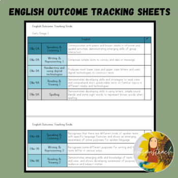 Preview of Editable English Syllabus NSW Outcomes All Stages Tracking Sheets (Es1-Stage 3)