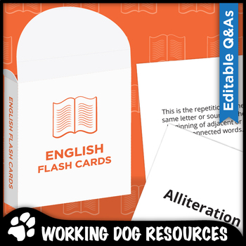 Editable English Flash Cards By Working Dog Resources Tpt