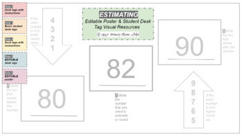 Preview of Editable Estimating (Rounding Up/Down) to the Nearest 10 Poster & Desk Tags